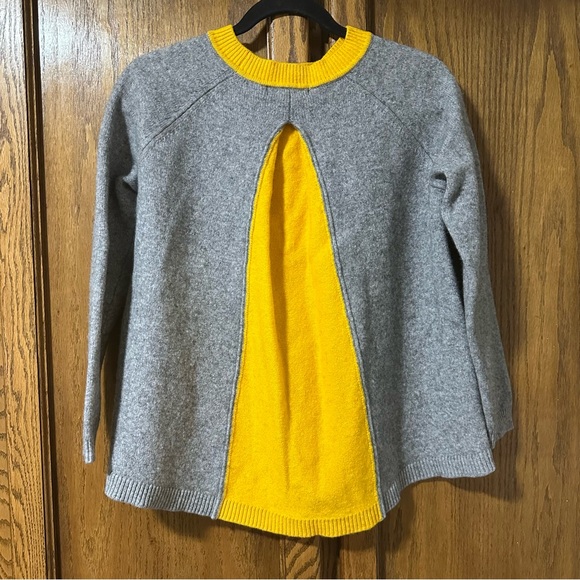 Boden Mollie Wool Cashmere Blend Sweater Color Block Gray and Yellow Sz M - Picture 6 of 12